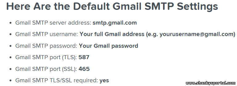 Gmail SMTP details